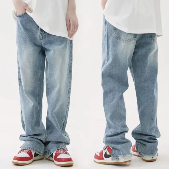 Ten Three Rows Fried Street Retro Deformation Slightly Flared Jeans Light Blue - Shop at LoveMi