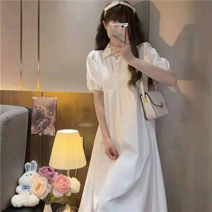Summer New Sweet Puff Sleeve White Dress For Women 6