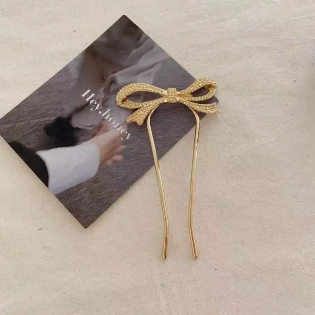 Retro Metal Bow Hairpin Japanese Sweet Gold - Shop at LoveMi