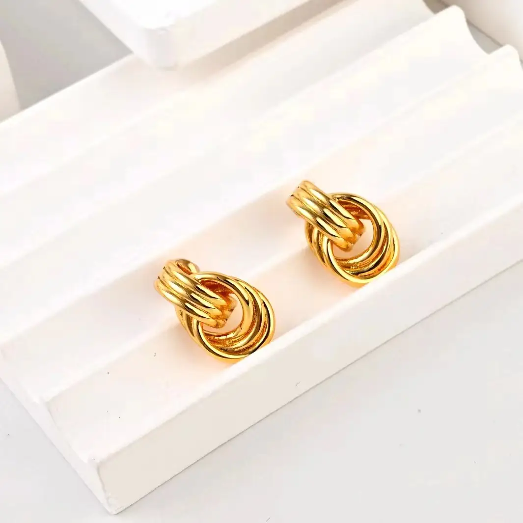 Simple Spiral Bends And Hitches Stud Earrings All-match Earrings