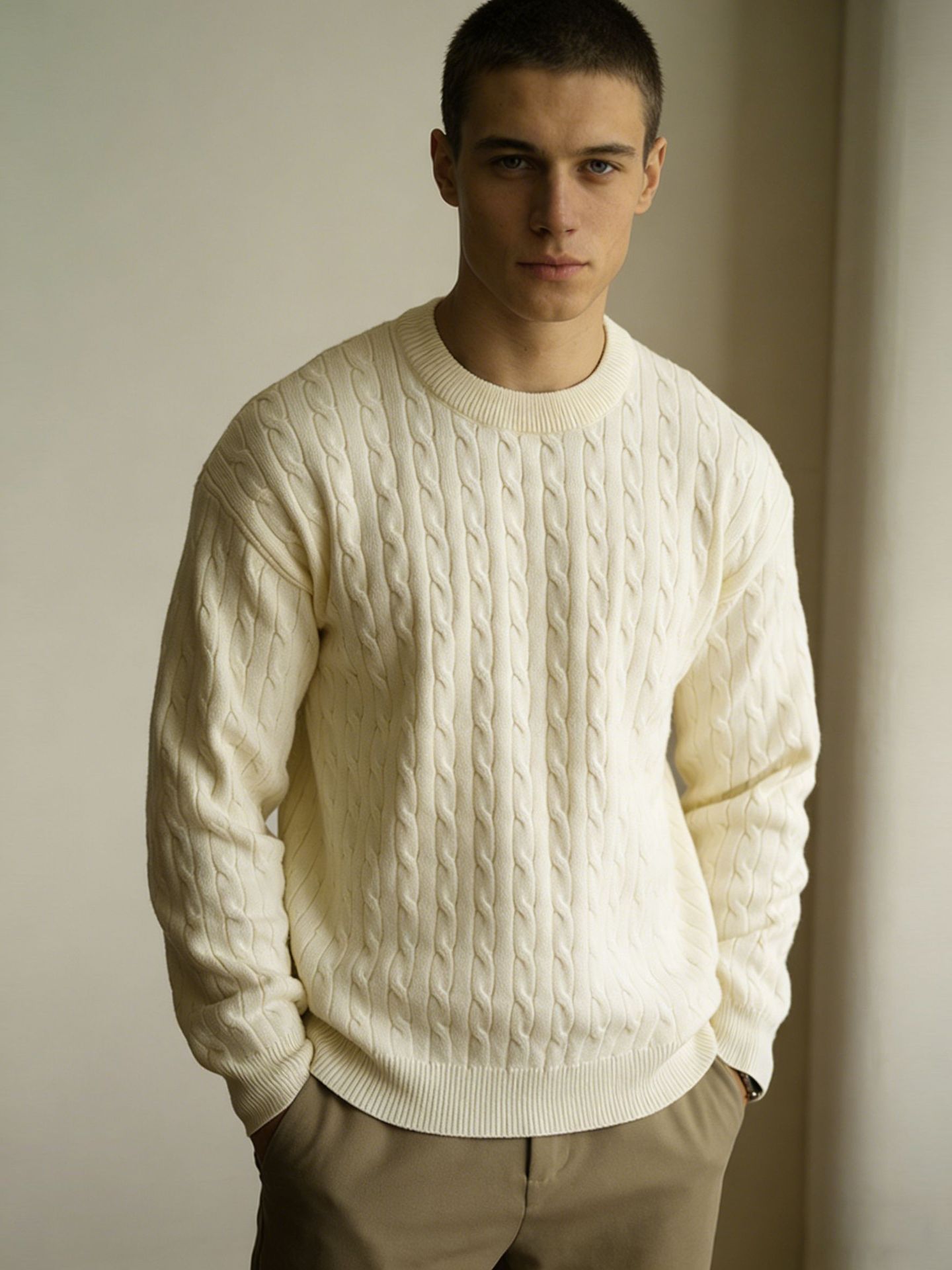 Textured Knit Sweater Mens Knitwear
