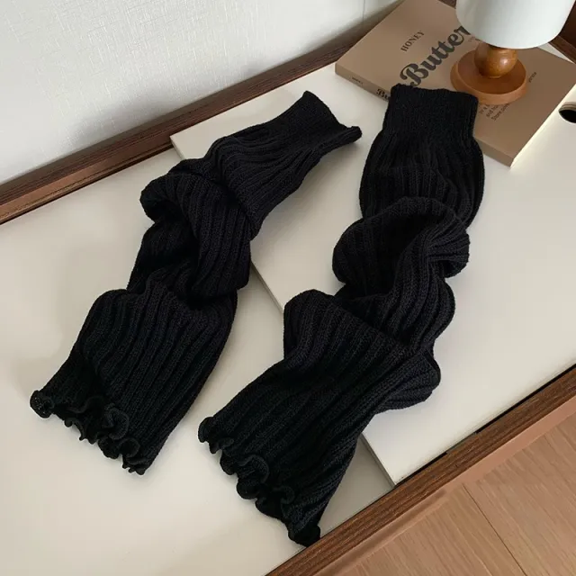 Women's Bunching Socks Striped Knitted Leg Warmers Black - Shop at LoveMi