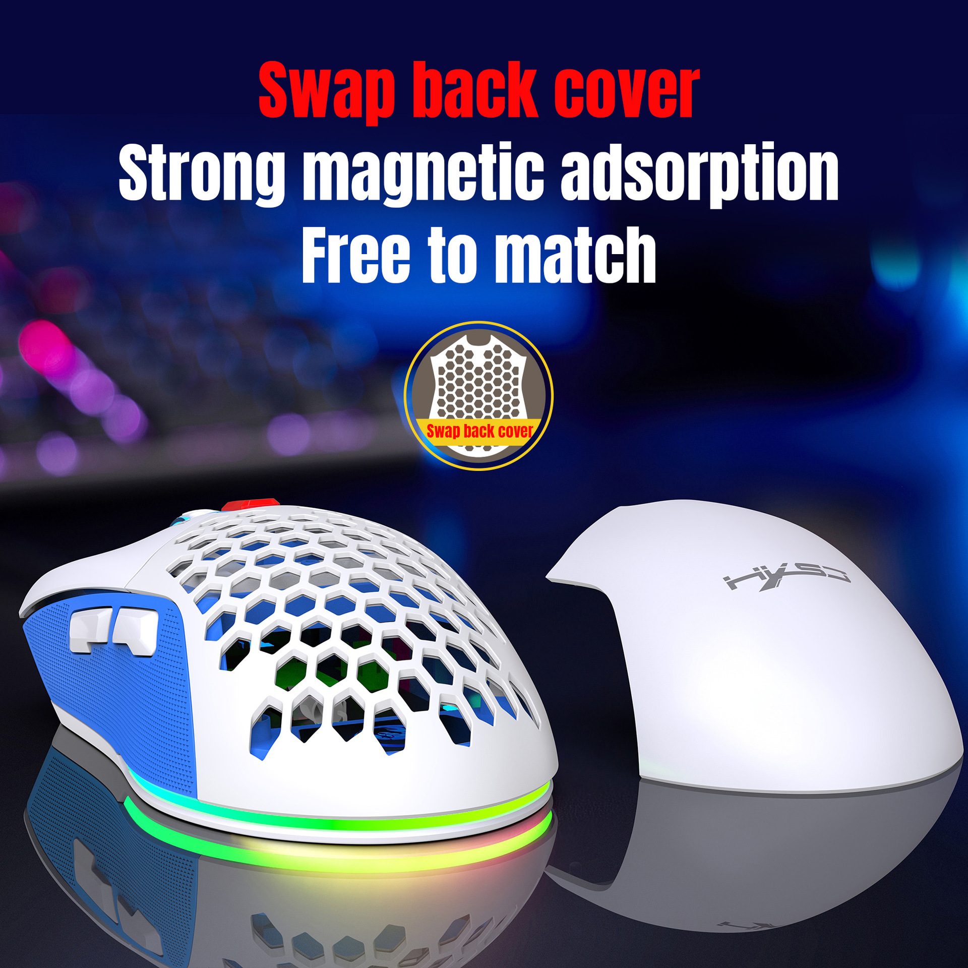 Hollow Out Wired E-sports mus RGB Luminous Lightweight - Miniatyr 21
