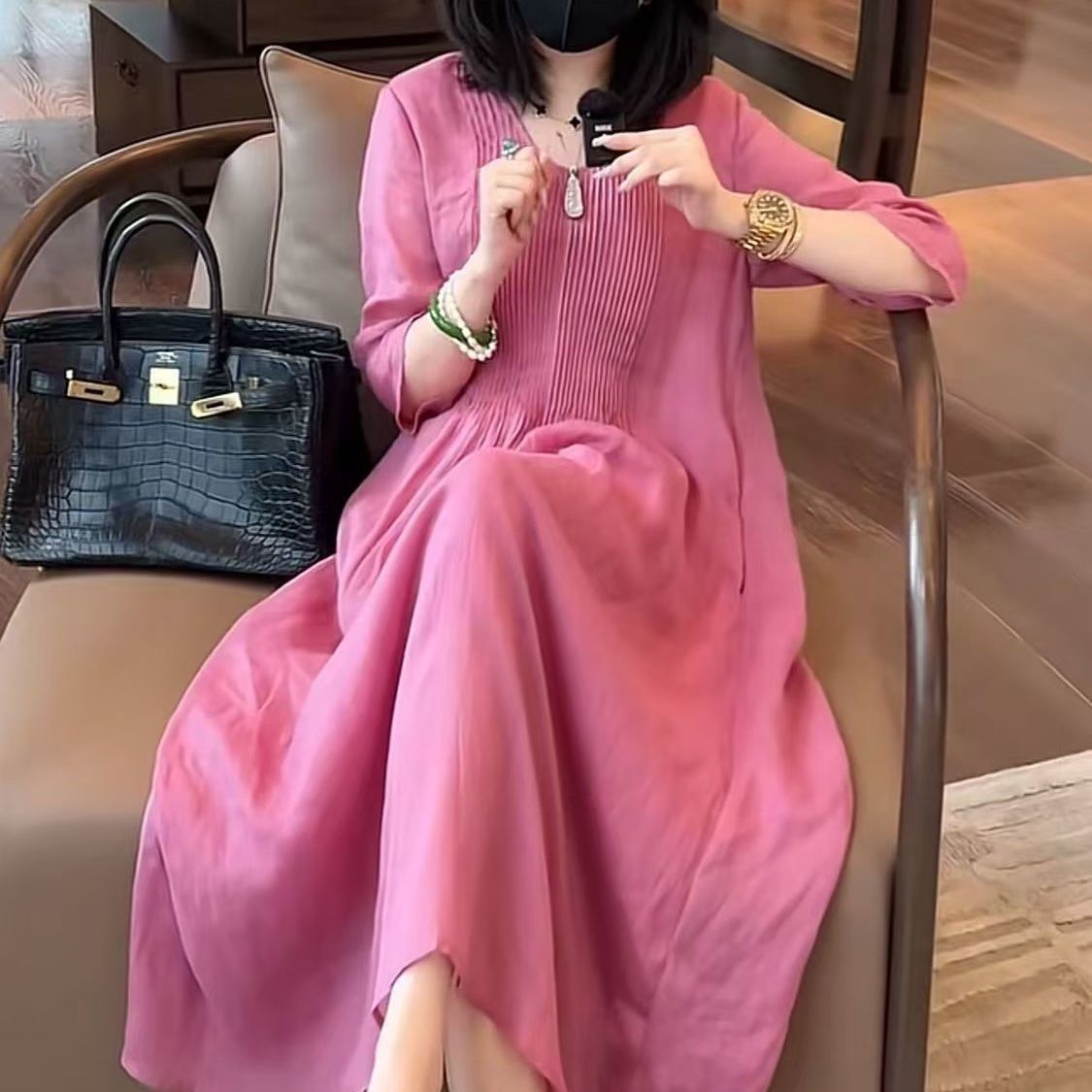 French inspired Lightweight Luxury Slim fit Loose Stylish Dress Rose - Shop at LoveMi