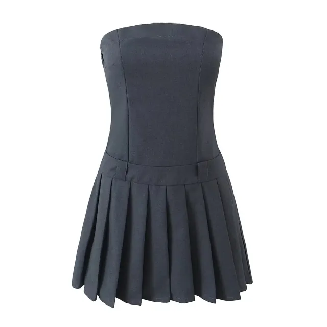 Summer Female Wrapped Chest Nipped waist Dress Dark Gray - Shop at LoveMi