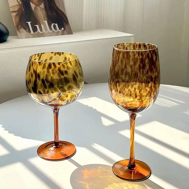 Leopard Print Goblet Vintage Handmade Fashionable Wine Glass