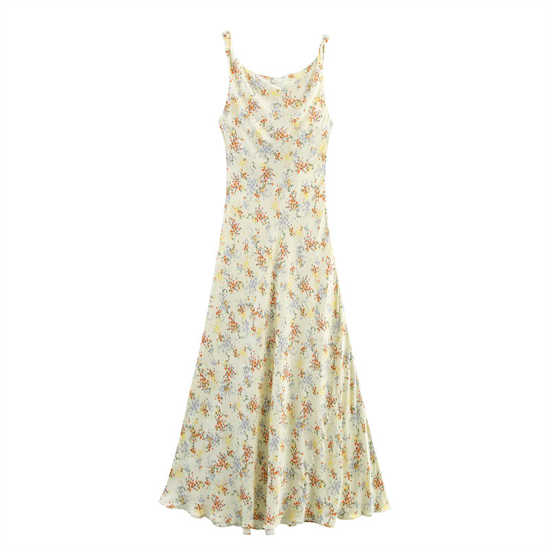 New Summer Ethnic Style Floral Silk Satin Texture Printing Slip Dress - Shop at LoveMi