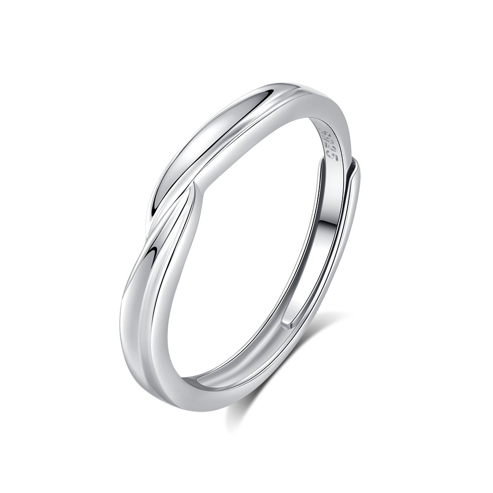 S925 Sterling Silver Ring For Men And Women Simple Bracelet Adjustable
