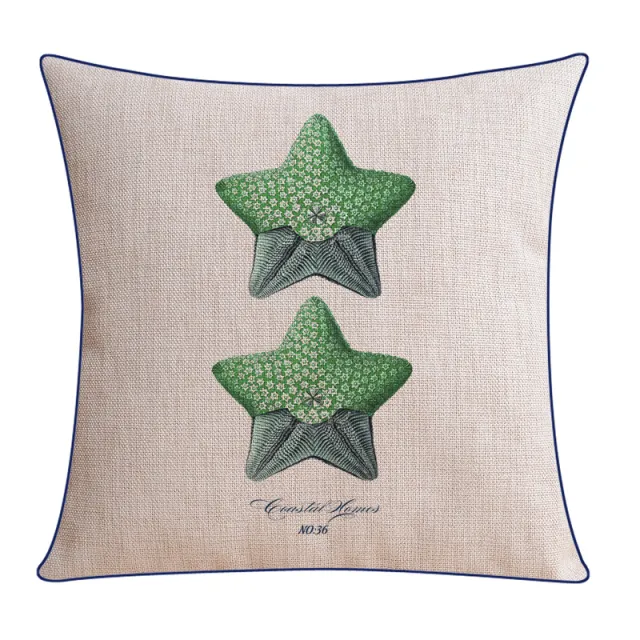 Classical Style Seaweed Starfish Pillow Thick Cotton Linen Sofa Cushion Cover Xh0078 - Shop at LoveMi