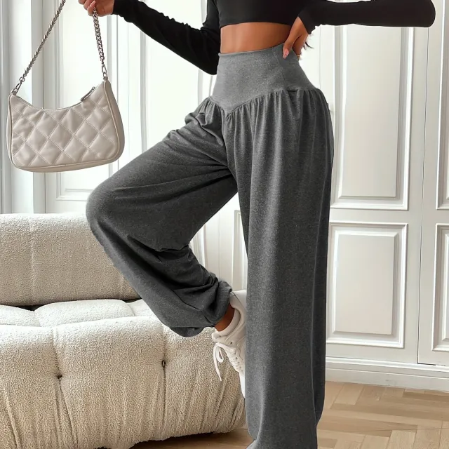 Women's Solid Color Breathable And Hanging Sports Pants Gray - Shop at LoveMi