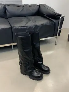 Thick Bottom Small Versatile Long Boots Female - Black - View 1