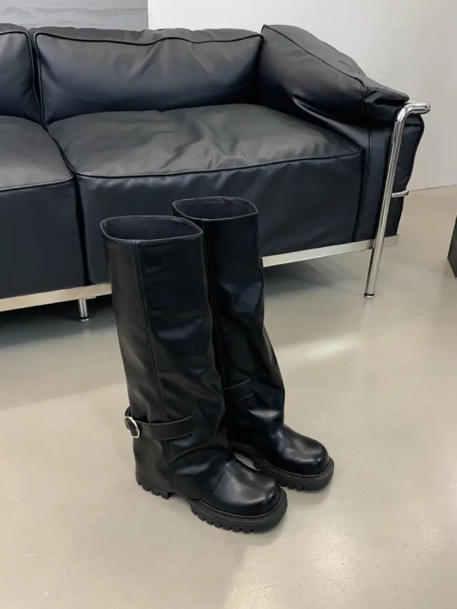 Thick Bottom Small Versatile Long Boots Female Black - Shop at LoveMi