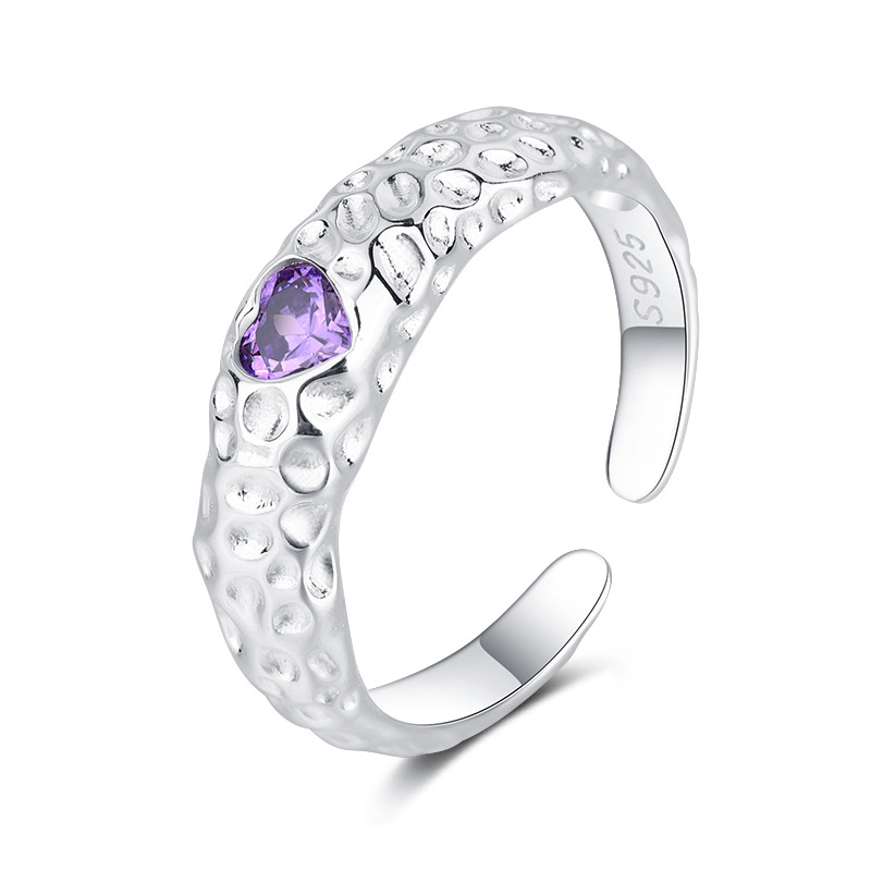 Purple Diamond Love Heart-shaped Ring Women