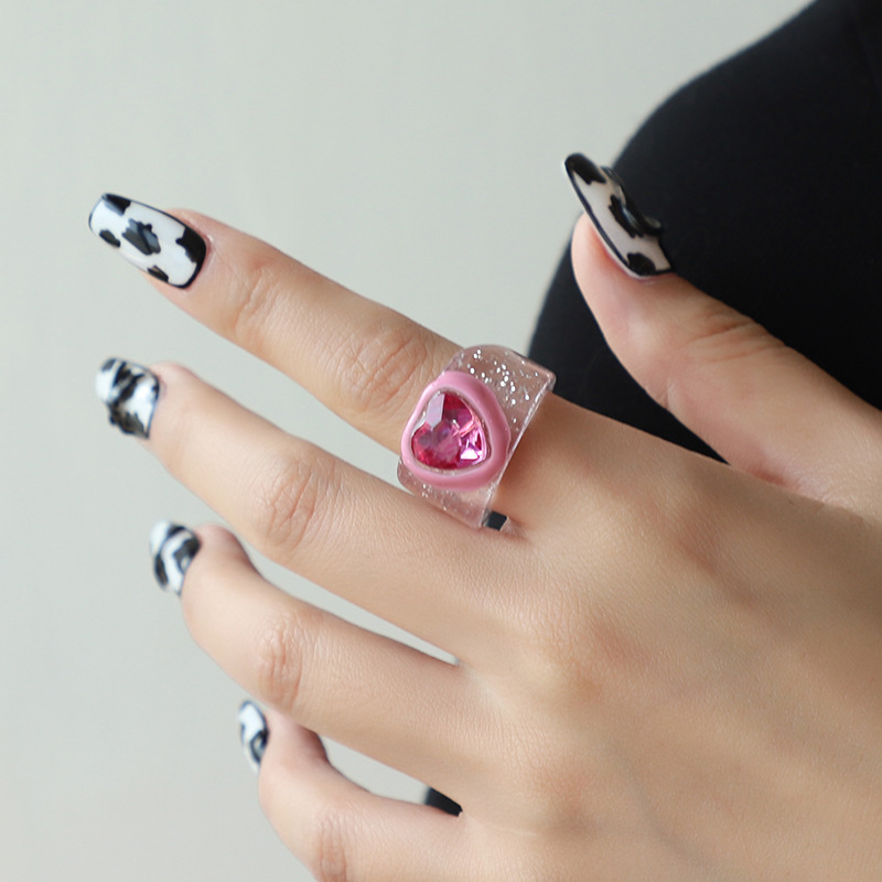 Resin Love Peach Base Coat Spot Drill Ring For Women
