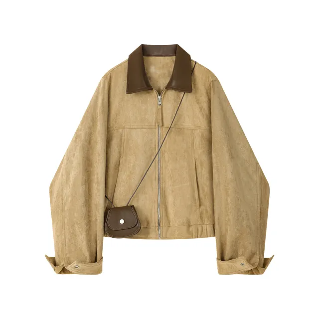 Retro Loose Short Jacket For Women Khaki - Shop at LoveMi