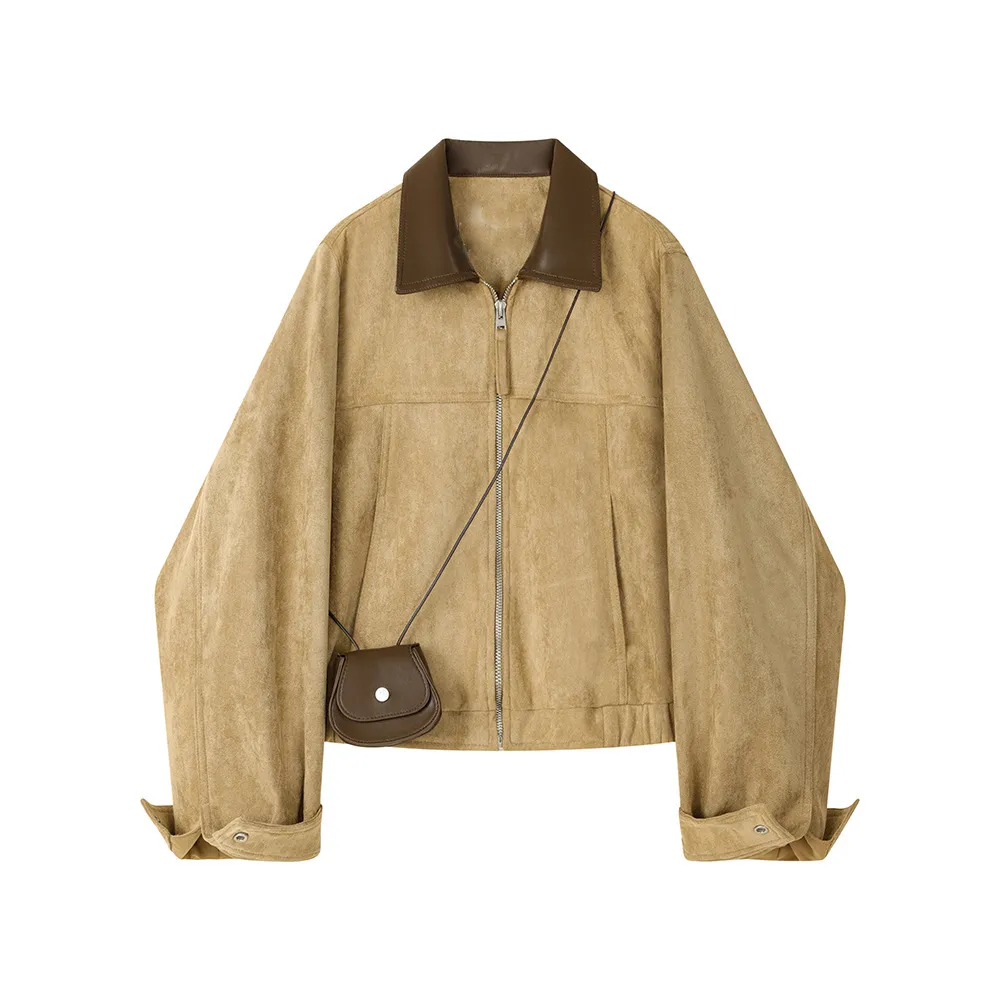 Retro Loose Short Jacket For Women - Khaki