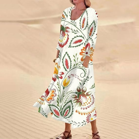 فستان نسائي أنيق متعدد الاستخدامات بجيبين