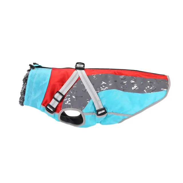 Dog Clothes Thickened Dog Windproof Cotton padded Coat Sky Blue Red - Shop at LoveMi