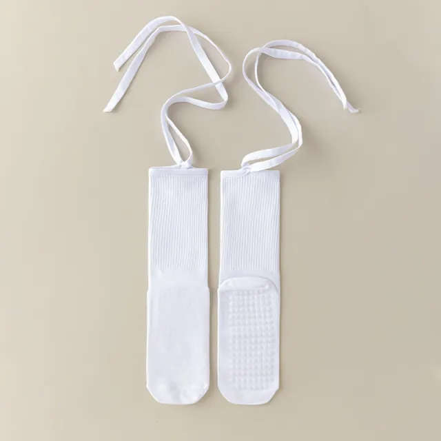 Women's Anti slip Cross Lace up Yoga Pilates Dance Dopamine Sports Wear Mid calf Socks White 08 - Shop at LoveMi
