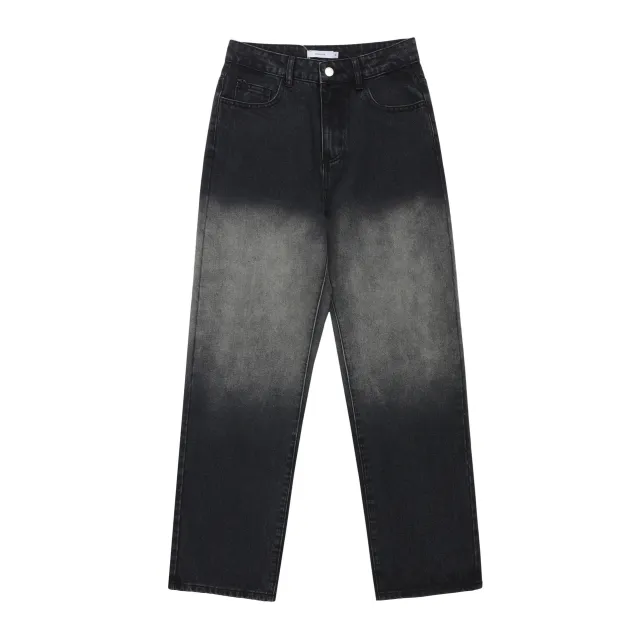Women's Fashionable High looking Loose Spray Color Denim Trousers Black - Shop at LoveMi