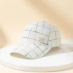 Women's Personalised Fashion Fil-Lumiere-line Plaid M Baseball Cap - White - View 1