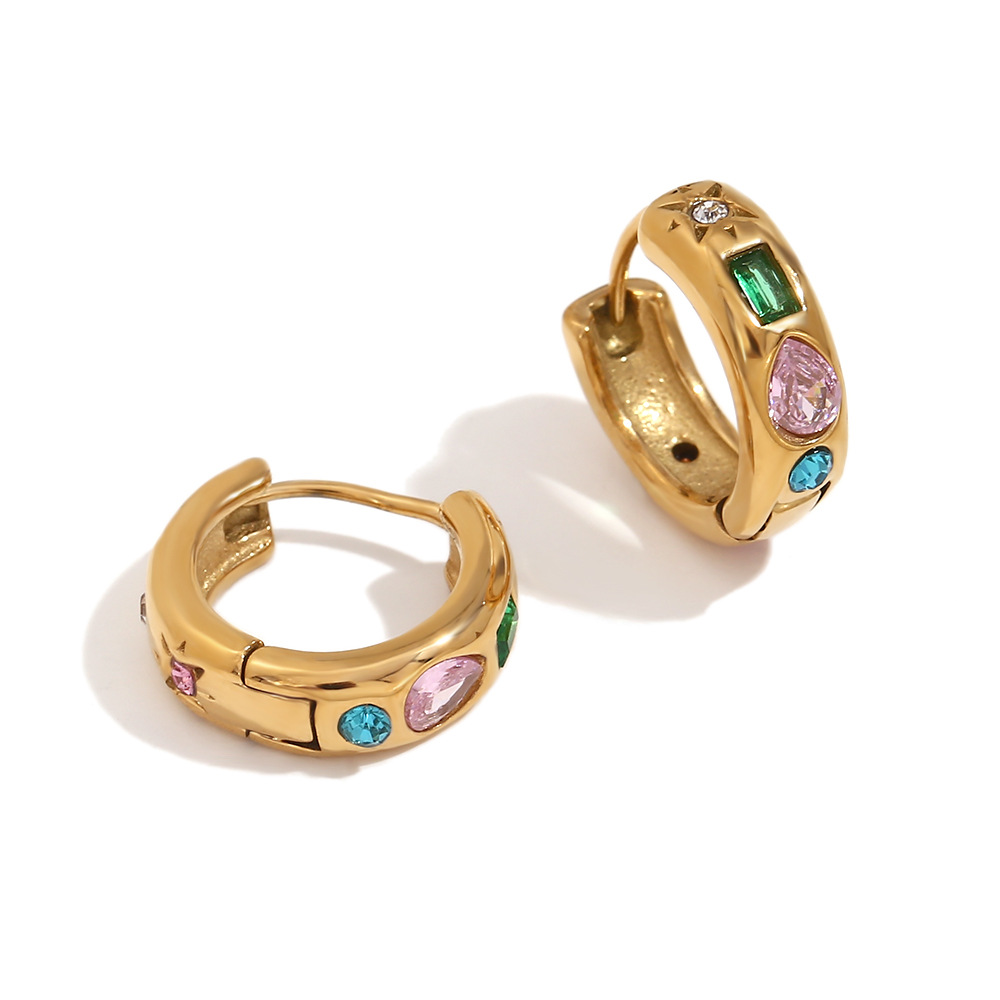 Geometric Micro-inlaid Water Drop Zircon Earrings