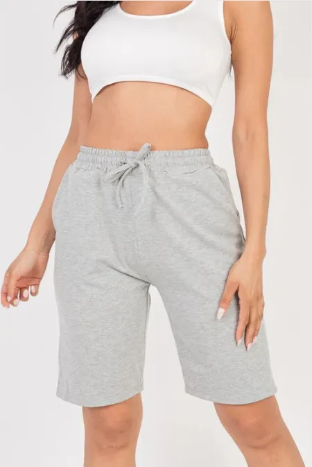 Womens High waisted Drawstring Workout Shorts Gray - Shop at LoveMi