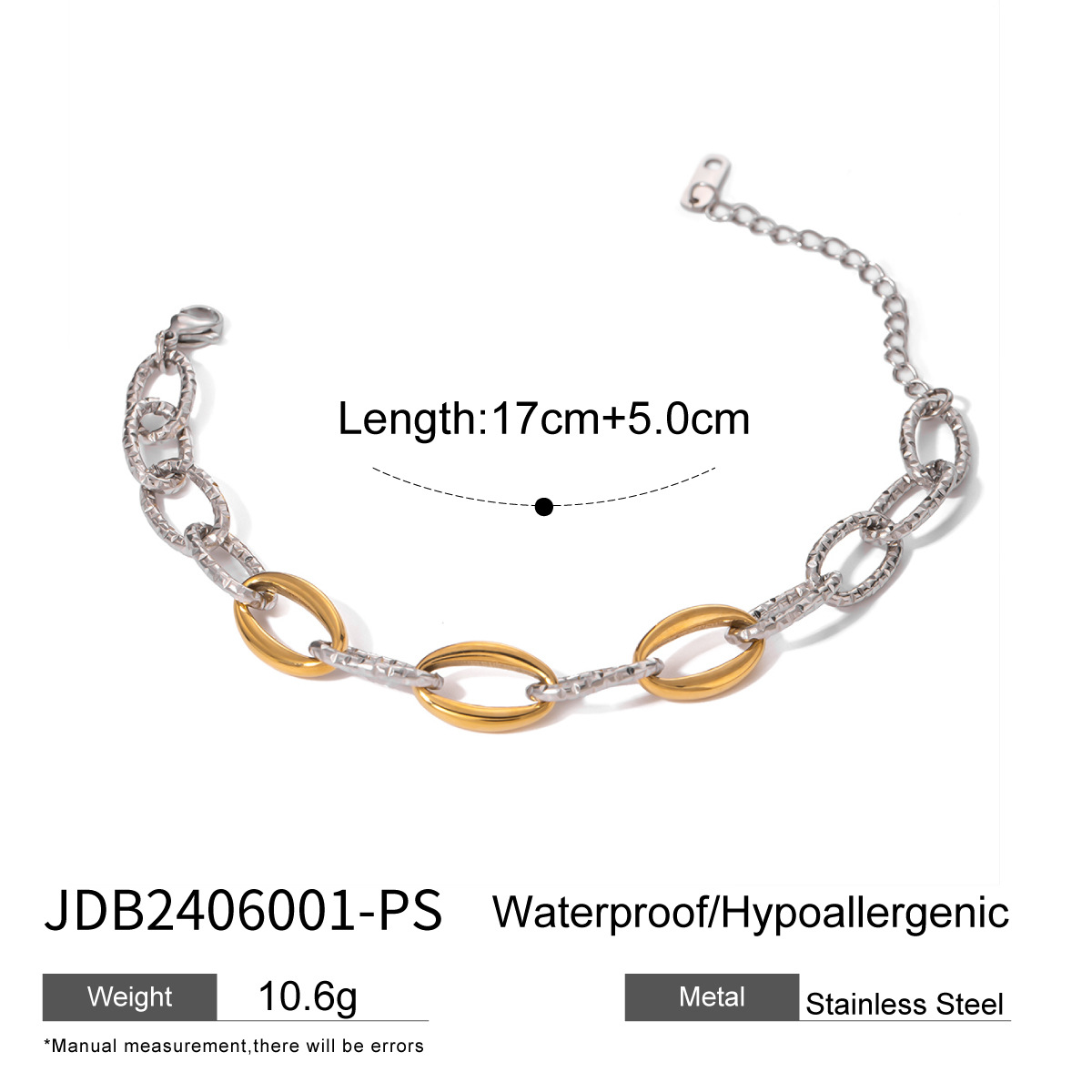 Stainless Steel Color-Block Bracelet For Women