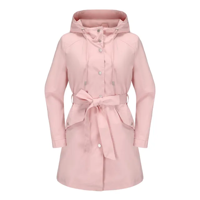 Spring And Autumn New Hooded Waterproof Coat Containing Belt Thin Pink - Shop at LoveMi