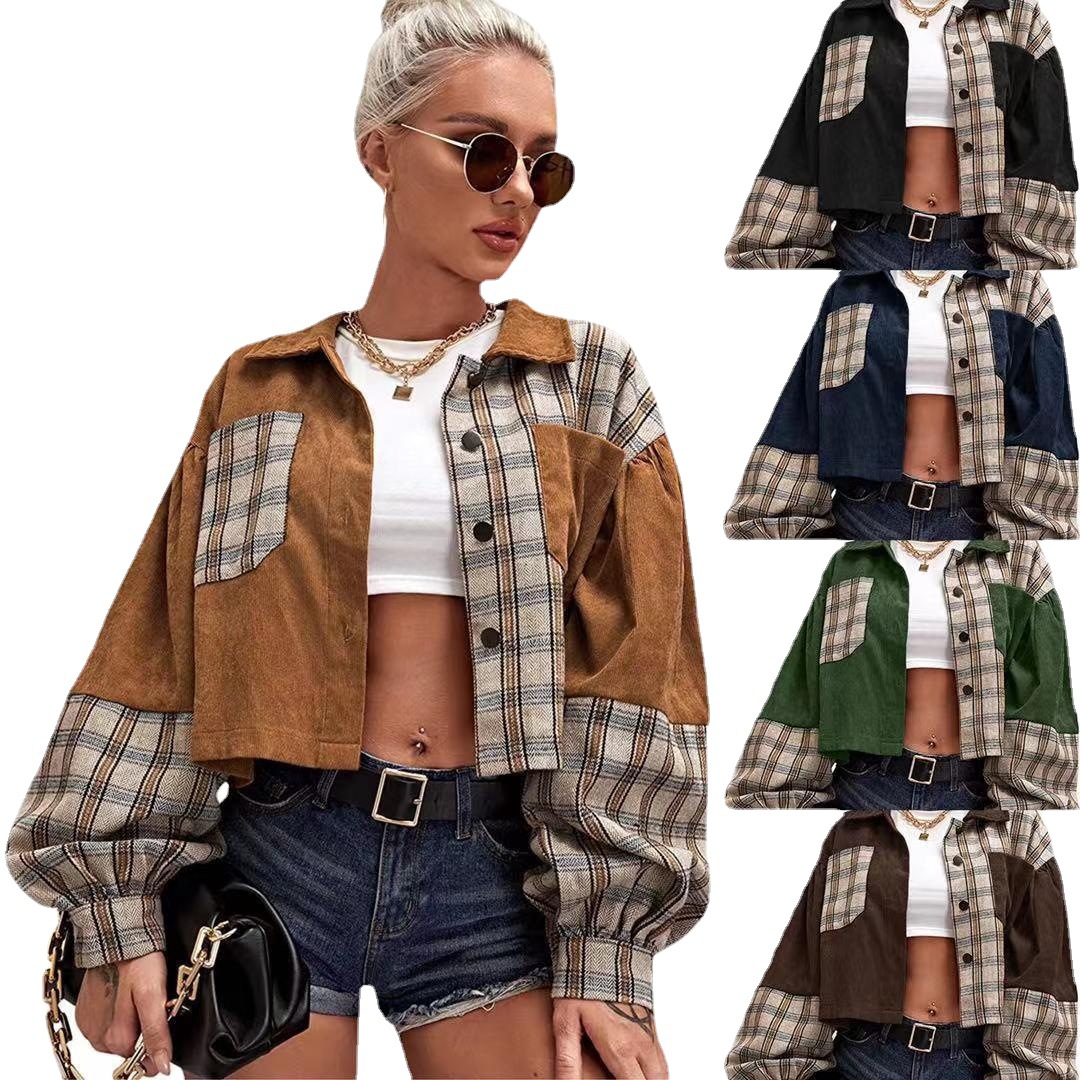 Women's Patchwork Lapel Short Coat