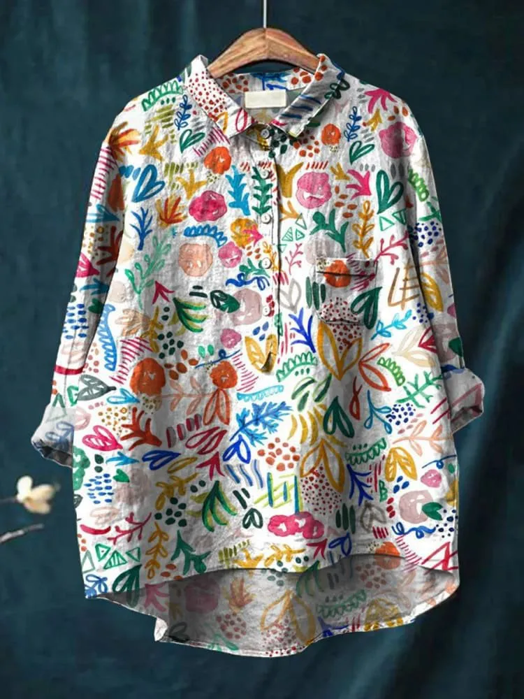 Casual Long Sleeve Shirt Animal Print - Ncxcs15