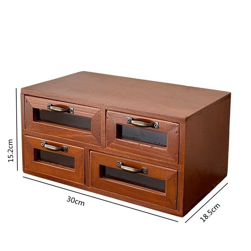 Desktop Monitor Riser With A Vintage Solid Wood Organizer Box