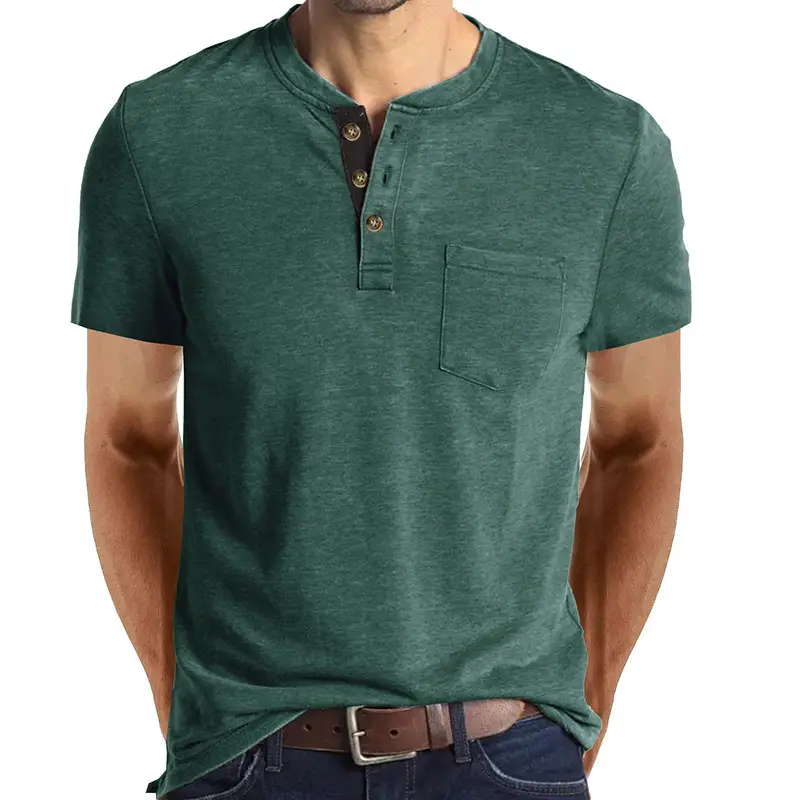 Men's Short-sleeved T-shirt Henley Shirt Top