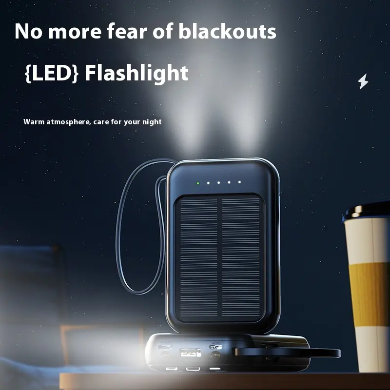 Solar Charging Unit With Cable Camping Portable