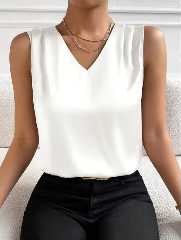 Women's Fashion Personalized Pure Satin Top White - Shop at LoveMi