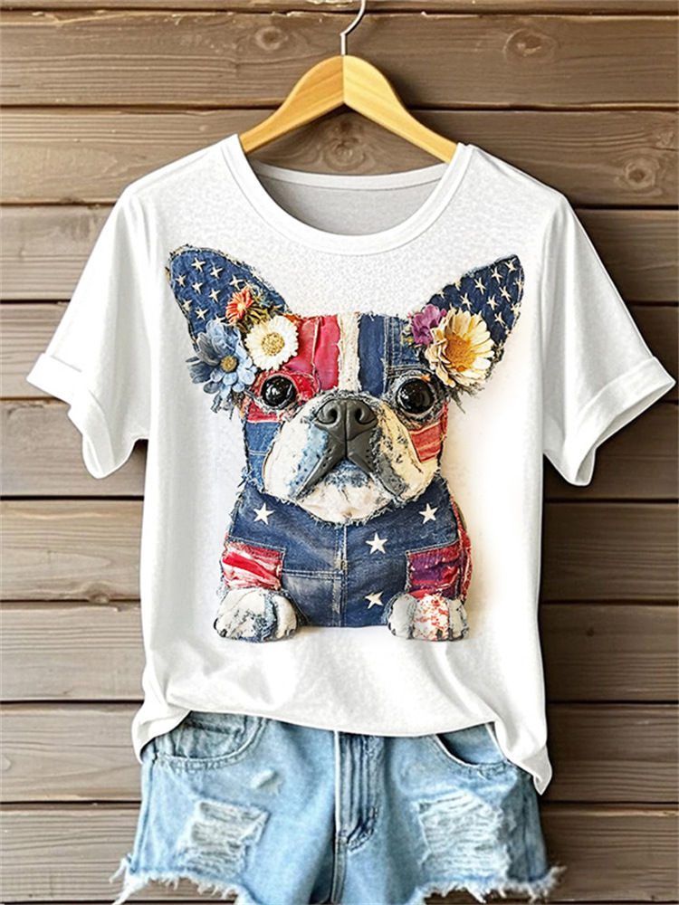 Womens Fashion Short-Sleeve Top With 3D Digital Print
