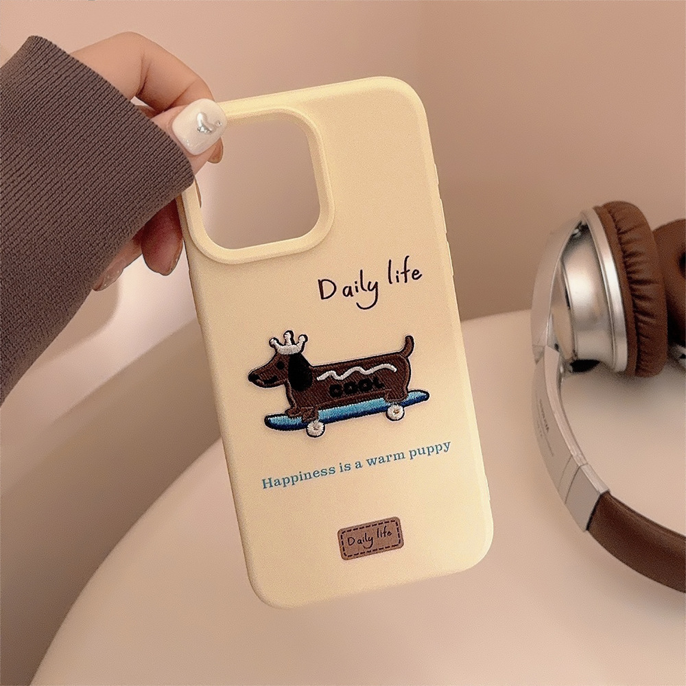 3D Dachshund Silicone Embroidered Phone Case