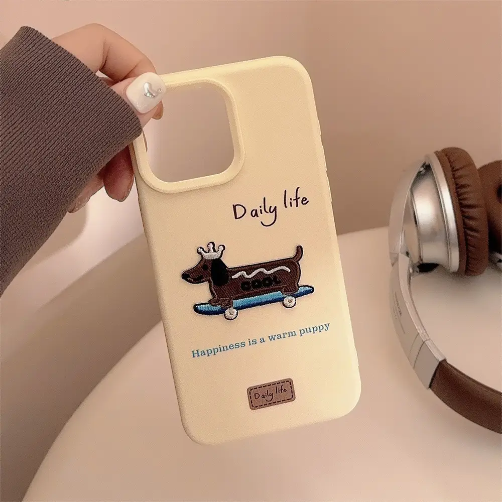 3D Dachshund Silicone Embroidered Phone Case