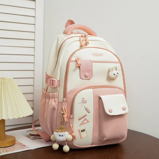 Large Capacity Fashion Color Contrast Stitching Korean Style Western Style Casual Bag Pink - Shop at LoveMi