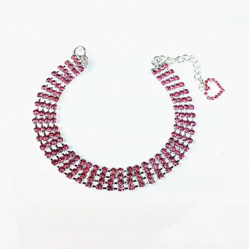 Four-row Rhinestone Pet Collar Dogs And Cats Heart-shaped Chain - Picture 12 of 13