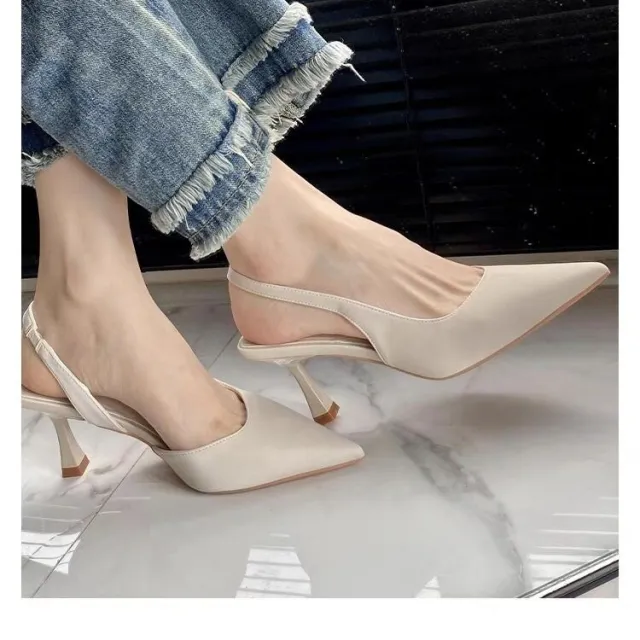 Closed Toe Back Strap Solid Color Women's Shoes Sandals Beige - Shop at LoveMi