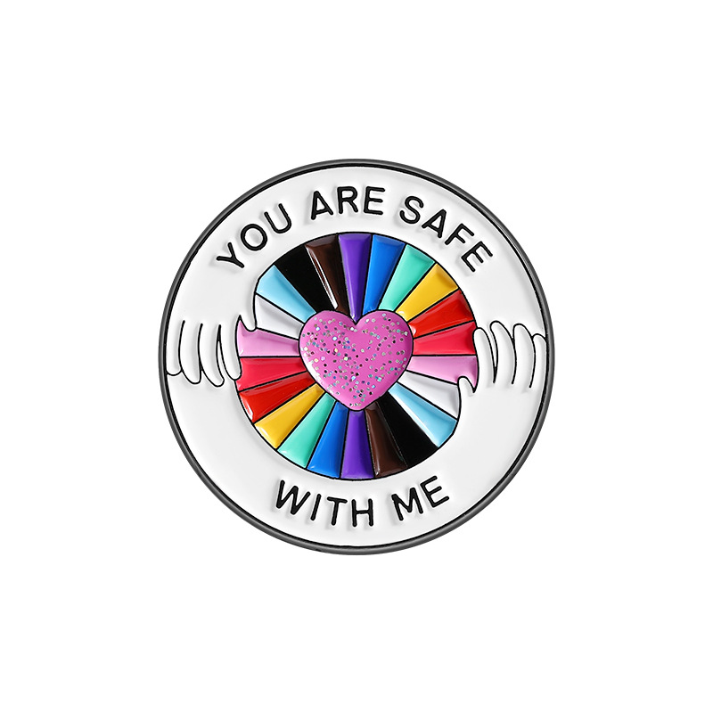 Rainbow Love Shape Brooch Europe And America Creative Cartoon