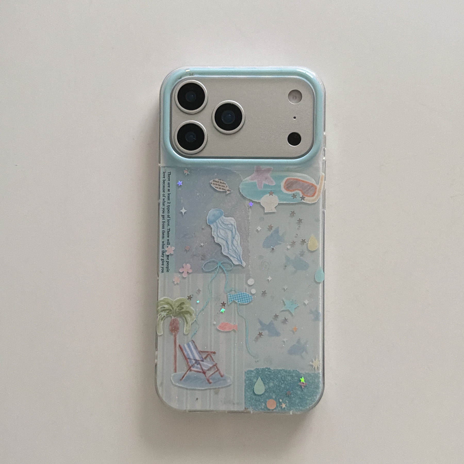 Double-layer Glitter Blue Ocean Jellyfish Phone Case
