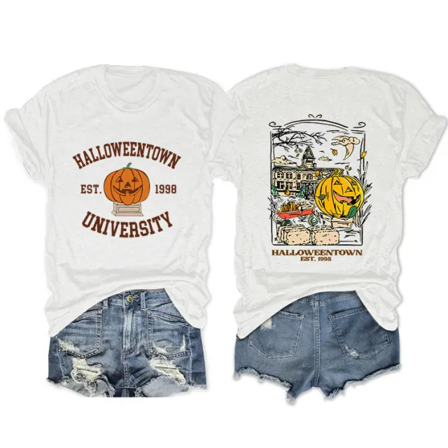 Loose Front And Rear Printed Short Sleeve White - Shop at LoveMi