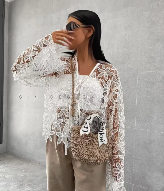 Elegant Refined Handmade Lace Flower Cutout Embroidered Tube Top Bandage Dress Coat White - Shop at LoveMi