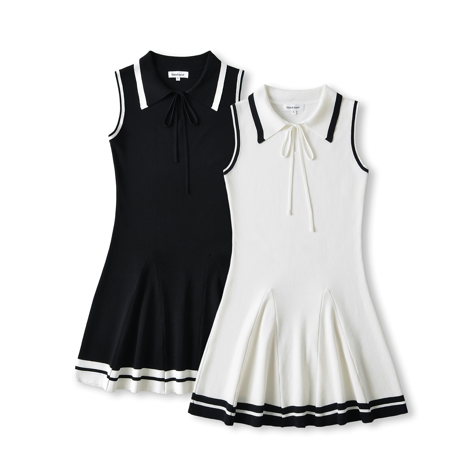Knitted Lapel Butterfly Strap Sports Leisure Dress - Image 1