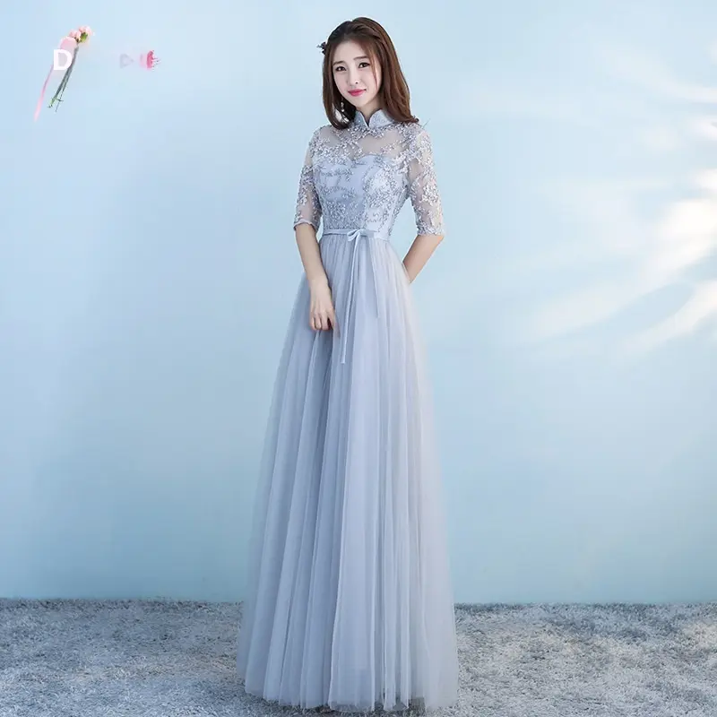 Long Bridesmaid Blue Wedding Dress Girlfriends Party