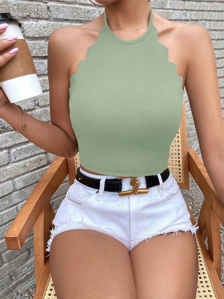 Solid Color Halter Sling European And American Women's Clothing Thin Belt - Image 12