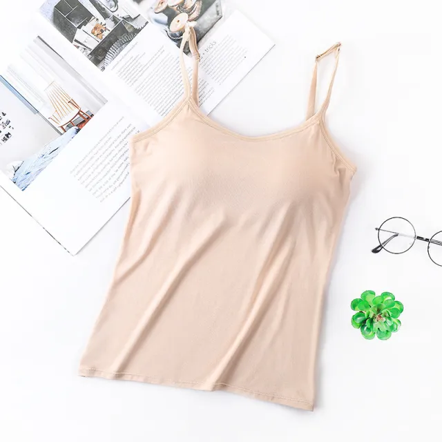 One piece With Chest Pad Wear free Bra Wireless Spaghetti strap Vest Women's Small Underwear Bandeau Base Adjustable Shoulder Strap Skin Color - Shop at LoveMi