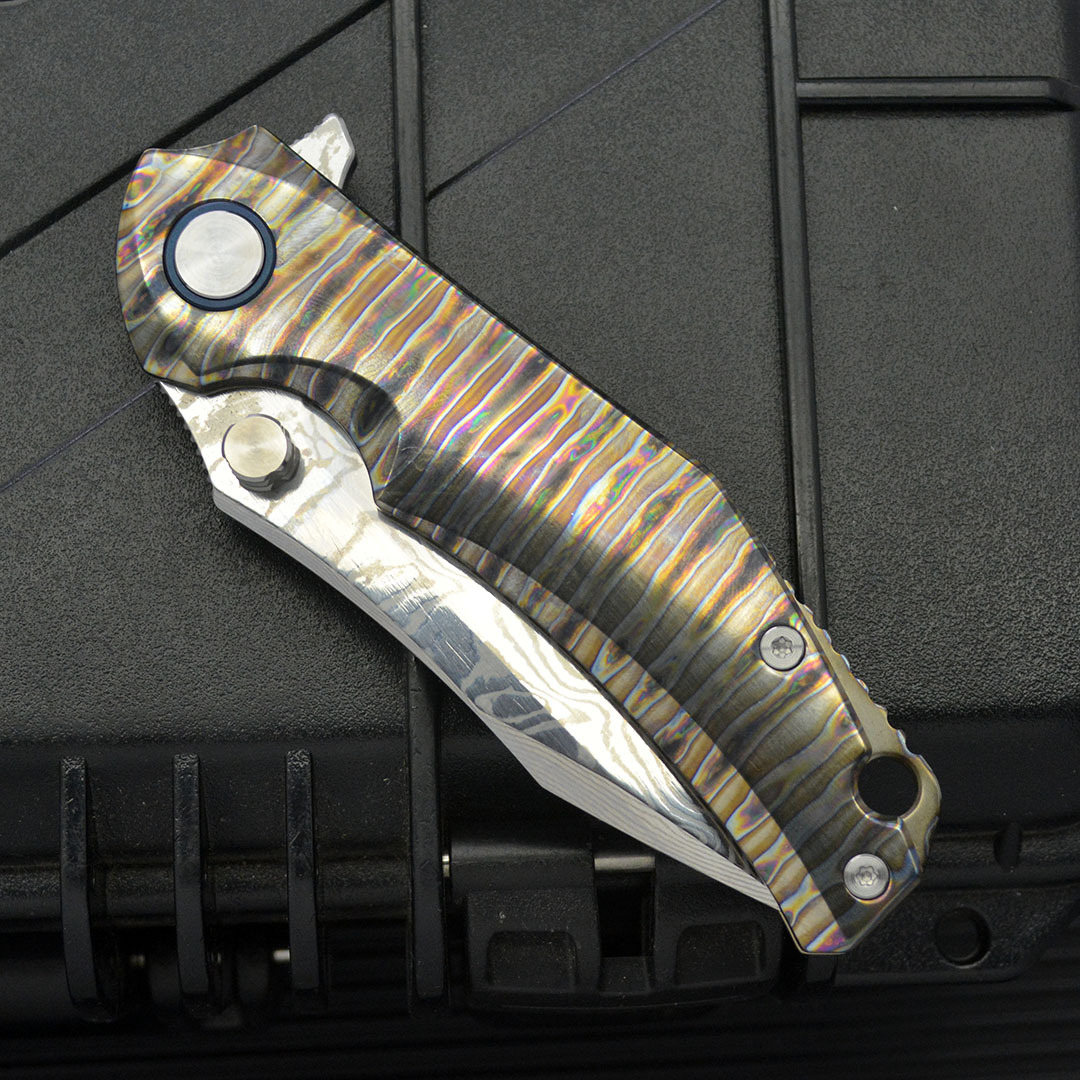 Anker Titanium Alloy Damascus Steel Outdoor Camping Folding Knife 4
